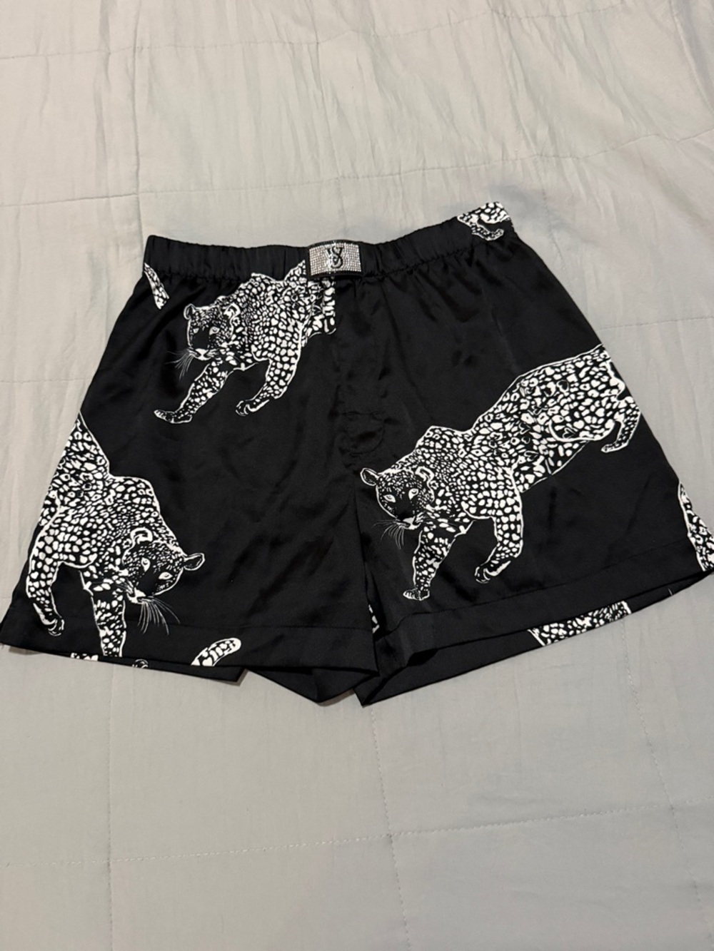 Victoria's Secret Black & White Leopard Satin Shorts